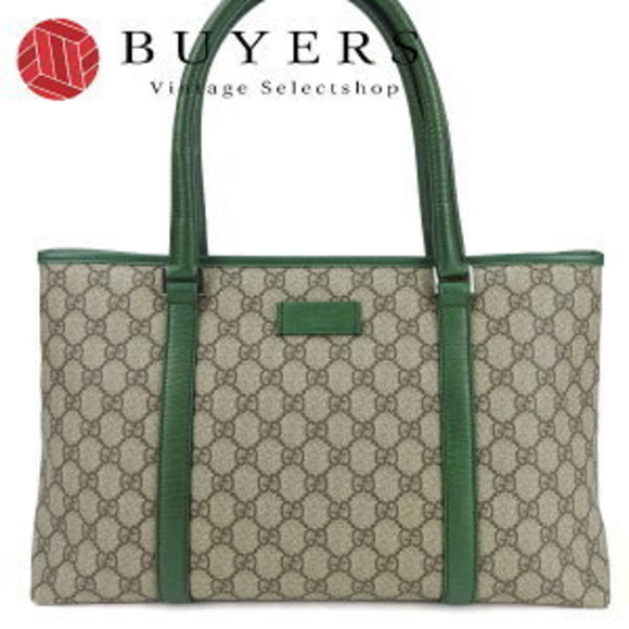 Gucci beige bag leather Supreme GG green tote - Picture 1 of 9